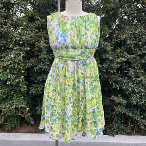 Helena for Neiman Marcus Green Fit and Flare Summer Dress